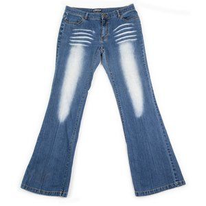 RAW BLUE boot cut jeans w/acid wash detail size 13